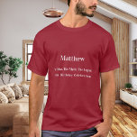 Birthday man myth legend name fun red T-Shirt<br><div class="desc">For a red coloured t-shirt. Personalise and add your own photo of the birthday boy/man.  Personalise and add a name,  age 40 and a text.  Text: The Man,  The Myth,  The Legend. White text.</div>