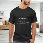 Birthday man myth legend name fun T-Shirt<br><div class="desc">For a black,  dark t-shirt. Personalise and add your own photo of the birthday boy/man.  Personalise and add a name,  age 40 and a text.  Text: The Man,  The Myth,  The Legend.  White text.</div>
