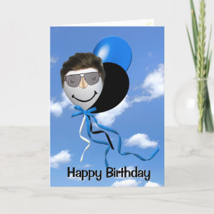 Birthday Man on Party Balloon  Card