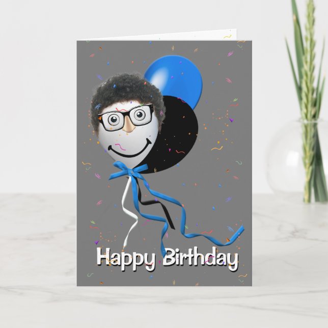Birthday Man on Party Balloon Card (Front)