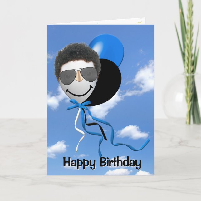Birthday Man on Party Balloon   Card (Front)