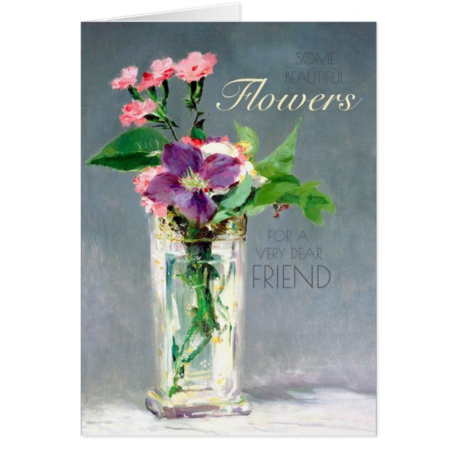 Birthday Manet Carnations and clematis CC1239 Card (Front)