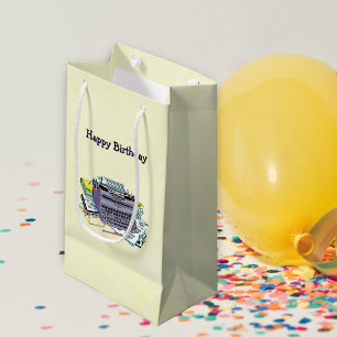 Birthday Manual Purple Typewriter Paper Pen Yellow Small Gift Bag