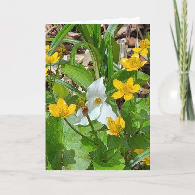 Birthday Marsh Marigolds and Trillium Card (Front)