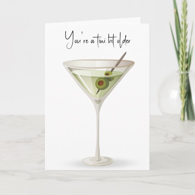 Birthday Martini On White Card (Front)