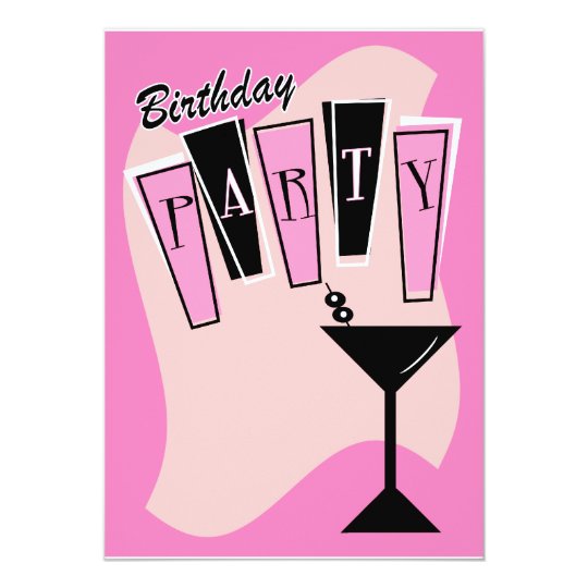 Birthday Martini Pink Card