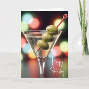 Birthday Martini With Three Olives Card
