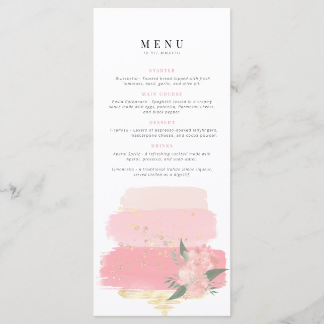 Birthday Menu | Celebration menu | Bridal party  (Front)