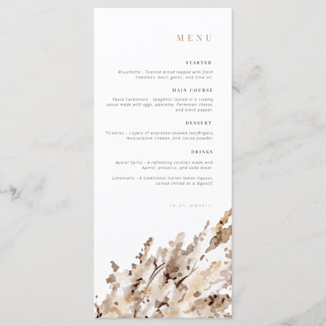 Birthday Menu | Celebration menu | Pampas (Front)