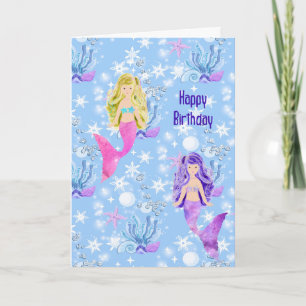 Birthday Mermaids for Young Female Child Card