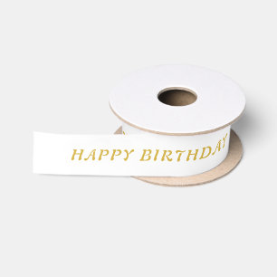 Birthday Metallic Gold Ribbon with Name Satin Ribbon