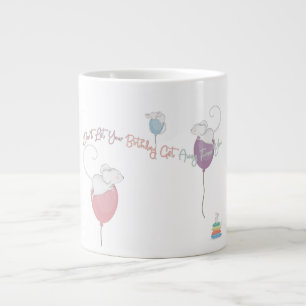 Birthday Mice Floating on Balloons Coffee Jumbo Large Coffee Mug