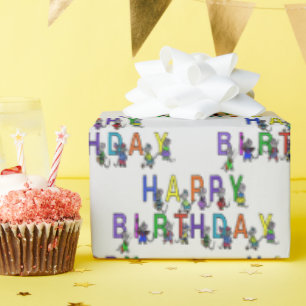 Birthday Mice on Grey Wrapping Paper