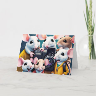 Birthday Mice Posing With A Camera Card