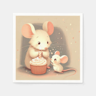 Birthday Mice With Cupcake Napkin