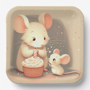 Birthday Mice With Cupcake Paper Plate