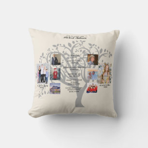Birthday Milestones PHOTO COLLAGE Family Tree Gift Cushion