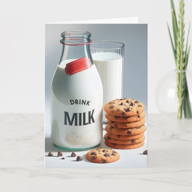 Birthday Milk and Chocolate Chip Cookies Card (Front)