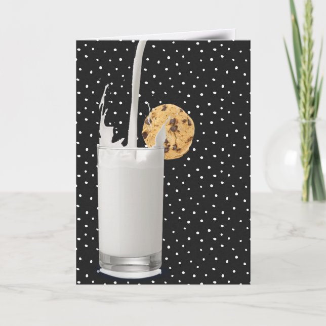 birthday milk and cookie on plaid card (Front)