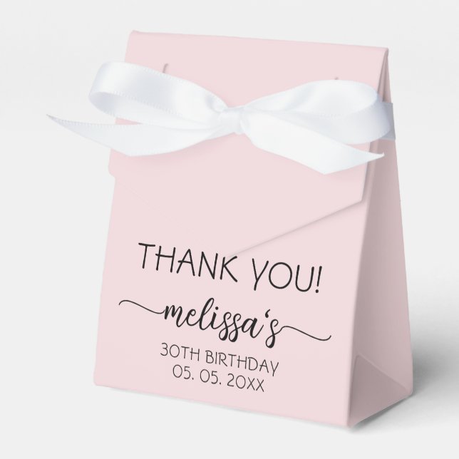 Birthday Minimal Dusty Pink Monogram Name Script Favour Box (Front Side)