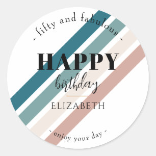 Birthday Minimalist design in pastel colours Classic Round Sticker