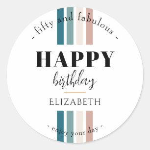Birthday Minimalist design in pastel colours Classic Round Sticker