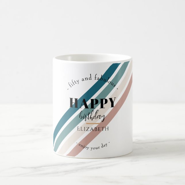 Birthday Minimalist design in pastel colours Coffee Mug (Center)