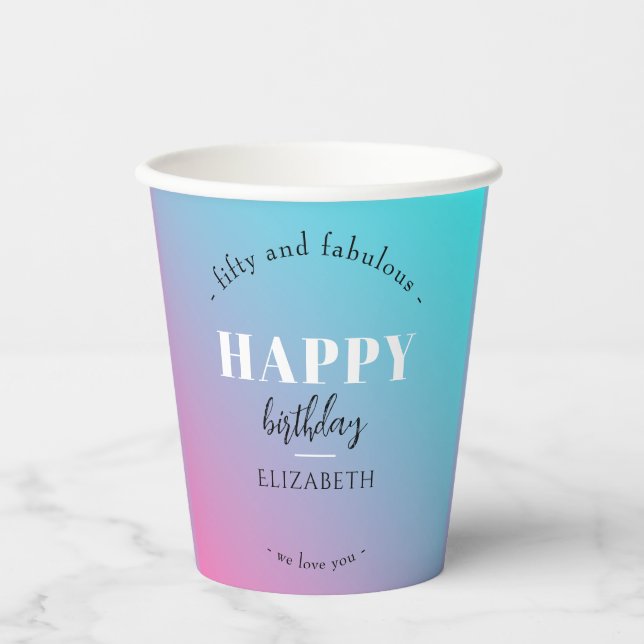 Birthday Minimalist design in pastel colours Paper Cups (Front)