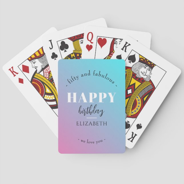 Birthday Minimalist design in pastel colours Playing Cards (Back)