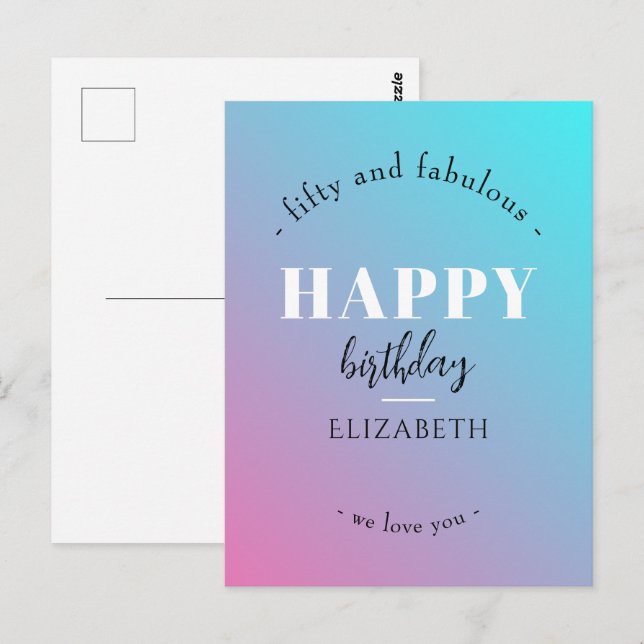 Birthday Minimalist design in pastel colours Postcard (Front/Back)