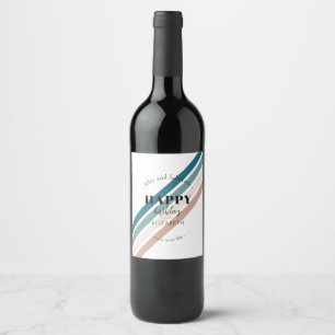 Birthday Minimalist design in pastel colours Wine Label