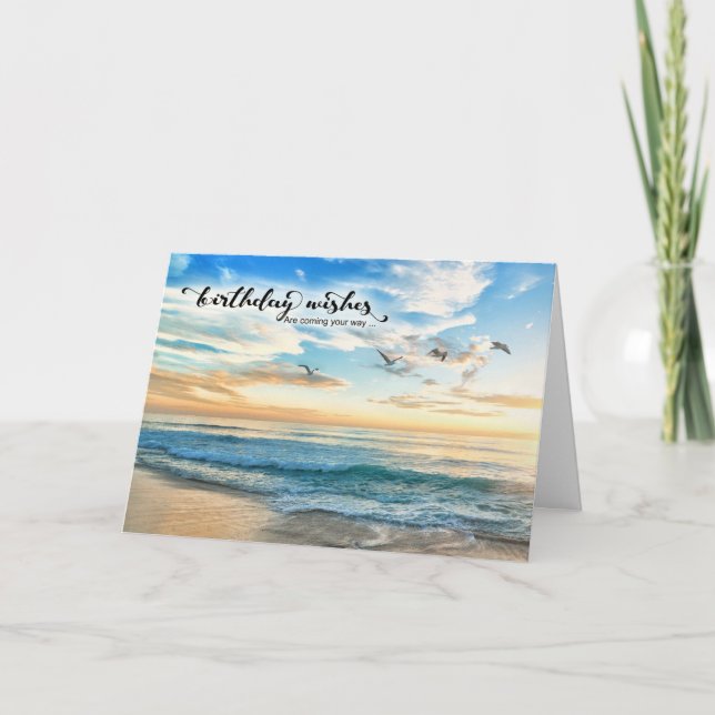  Birthday Missing You Beach Sunset  Card (Front)