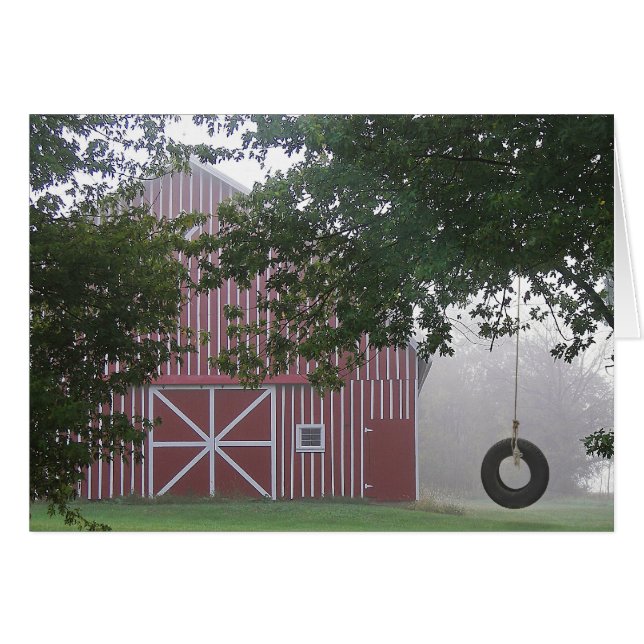 birthday misty red and white striped barn (Front Horizontal)