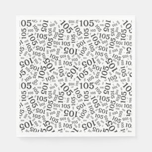  Birthday Modern 105 Number Pattern Black/White Napkin