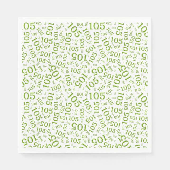 Birthday Modern 105 Number Pattern Geen/White Napkin (Front)