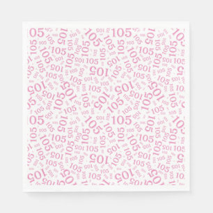 Birthday Modern 105 Number Pattern Pink/White Napkin