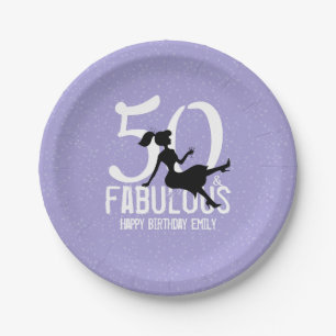 Birthday Modern 50th Birthday Celebration Chic Paper Plate
