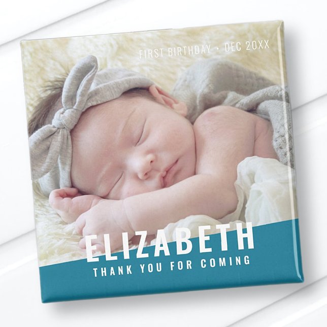 Birthday Modern Bright Colour Photo Thank You Magnet (Creator Uploaded)