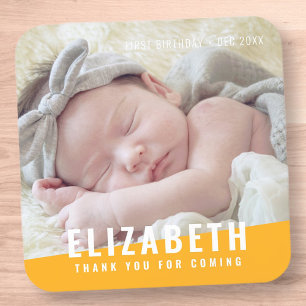 Birthday Modern Bright Colour Photo Thank You Square Sticker