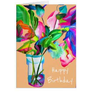 Birthday modern floral colourful watercolor