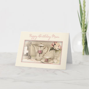 BIRTHDAY - MOM - Vintage Tea Set Card