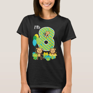 Birthday Monkey 8th Birthday Party Eight Yrs Old K T-Shirt