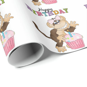 Birthday Monkey party wrapping paper