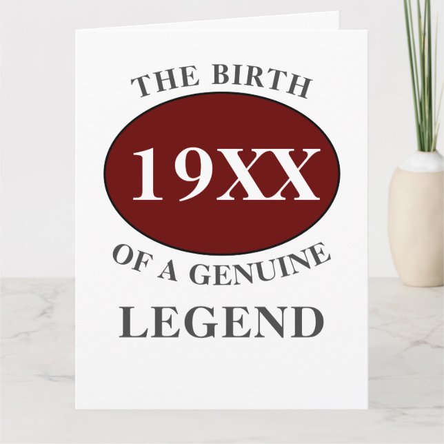Birthday Monogram Initial Name Year Legend Humour Card (Front)