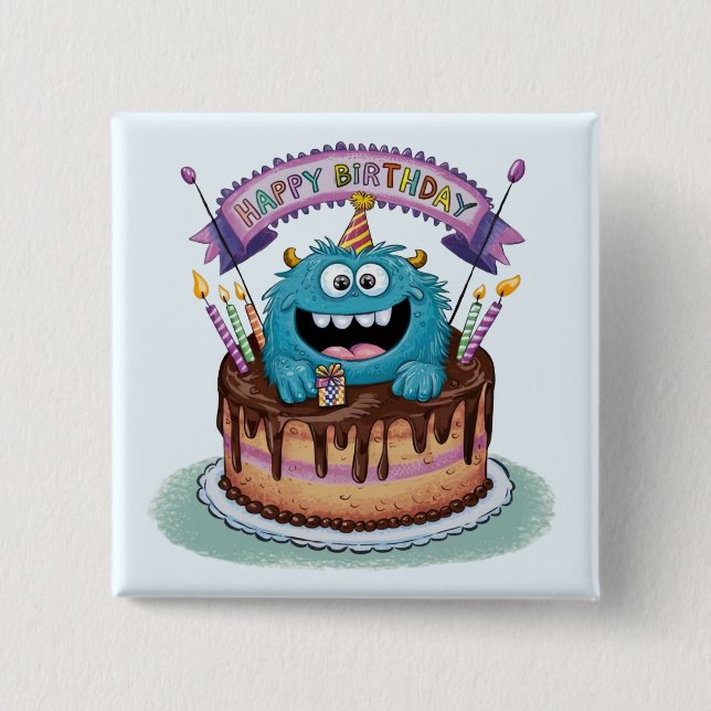Birthday Monster 15 Cm Square Badge (Front)