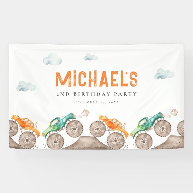 Birthday Monster Trucks Banner (Horizontal)