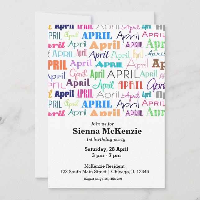 Birthday month April Invitation (Front)