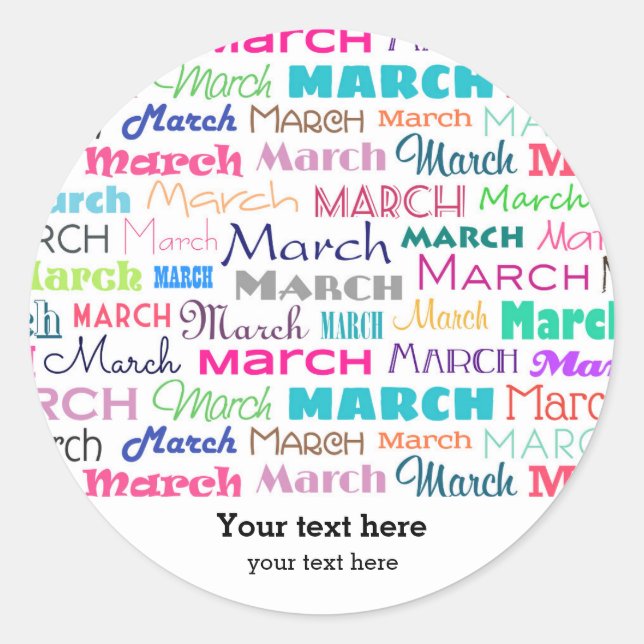 Birthday month March Classic Round Sticker (Front)