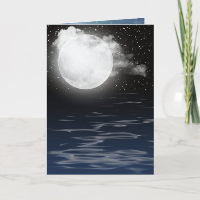 Birthday Moon with Water Reflection Card (Front)