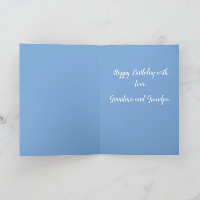 Birthday Moose Whimsical blue  Card (Inside)
